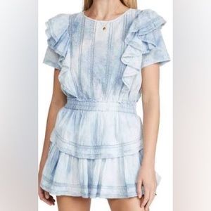 LOVESHACKFANCY Natasha Ruffled Tie-dye Mini Dress